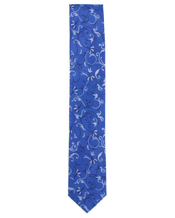 Blue Patterned Silk Tie